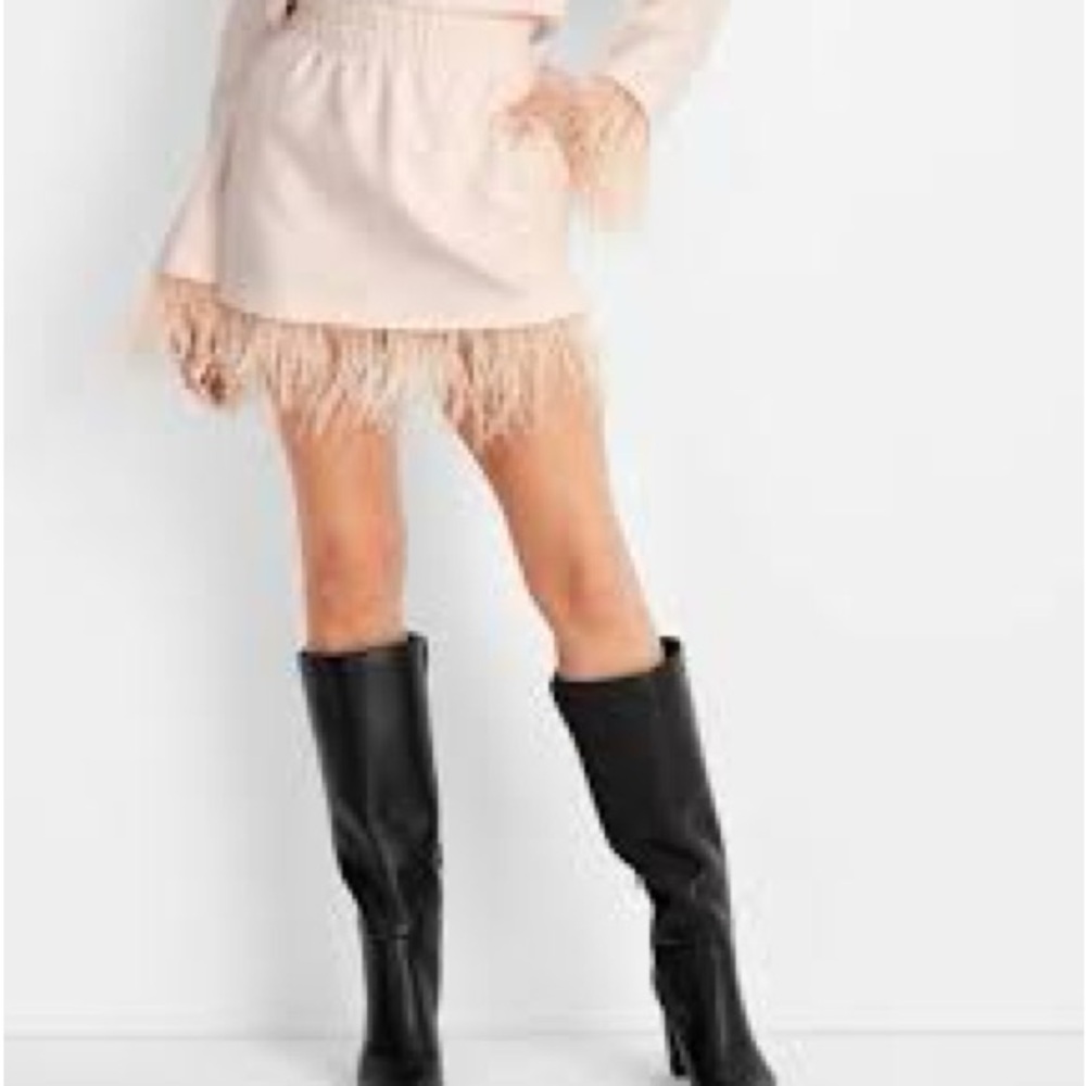 Future Collective Pink Long Sleeve Top and Skirt with Feather Trim - Picture 4 of 4